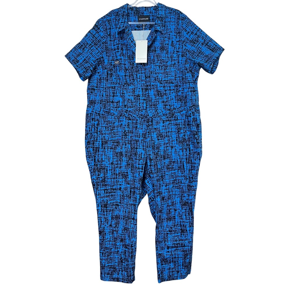 Wildfang The Essential Short‎ Sleeve Coverall Jumpsuit Black and Blue Size 3X